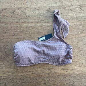 Abercrombie & Fitch Brown MEDIUM One Shoulder Tie Strap Pullover Bikini Swim Top